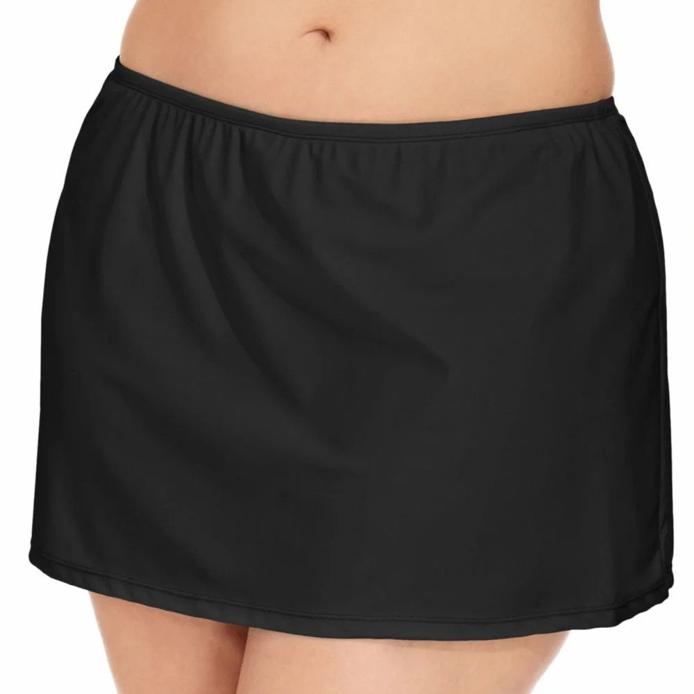 ISLAND ESCAPE Full‎ Coverage Swim Skirt Swimsuit Bottom Black 18W NWT
